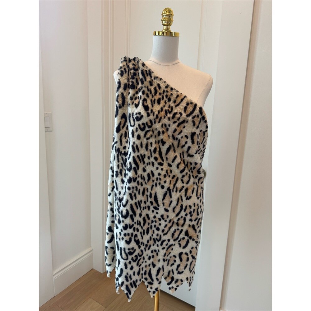 CUTE Unique Cavewoman Costume Leopard Print One-Shoulder Dress Tunic Homemade
